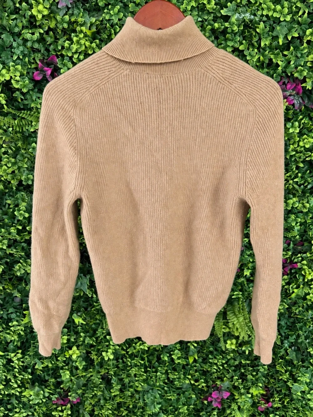 Ann Taylor 100% Cashmere Turtleneck Sweater Camel Tan Size L